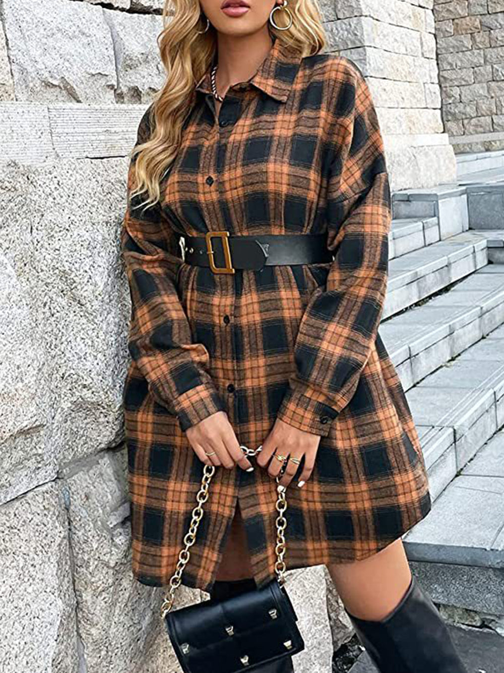 Plaid Mini Dress Front