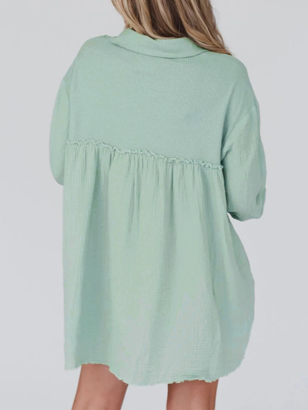 Back view puff sleeve mini dress