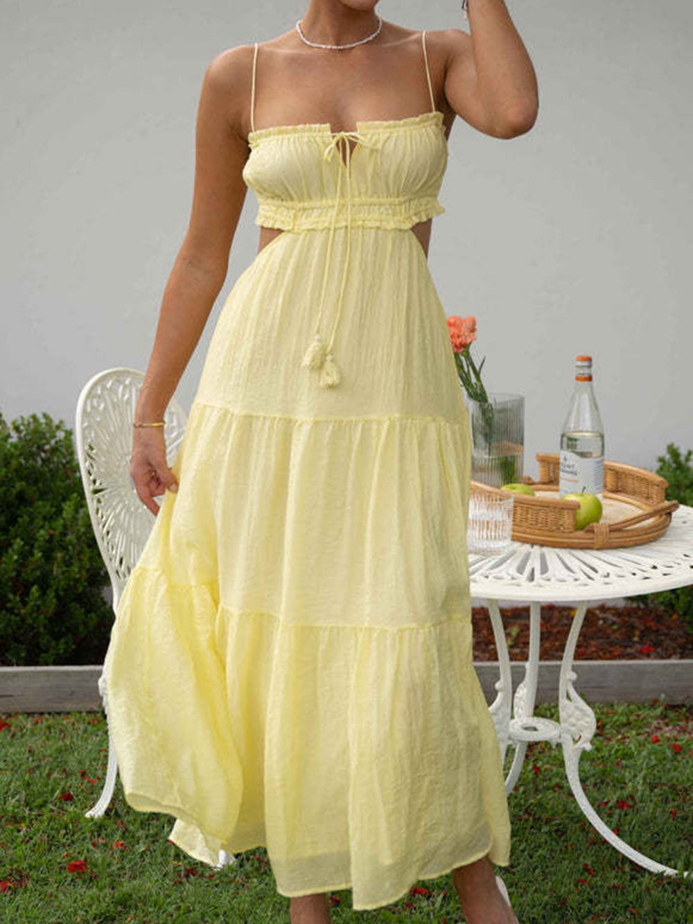 Sleeveless Yellow Maxi Dress Back View