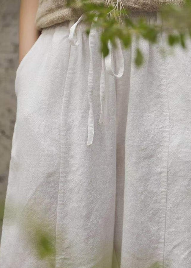Front detail of drawstring waist and side pocket