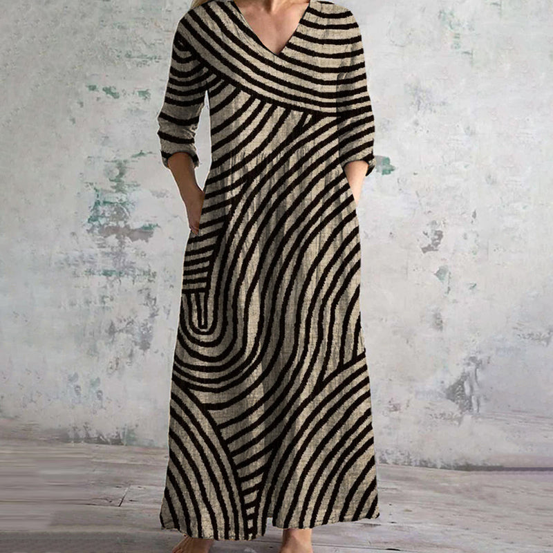 Vintage Striped Maxi Dress Side View