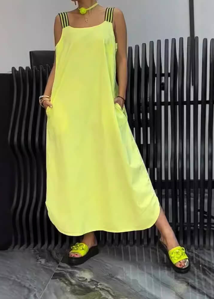 Neon Yellow Sleeveless Summer Dress Front