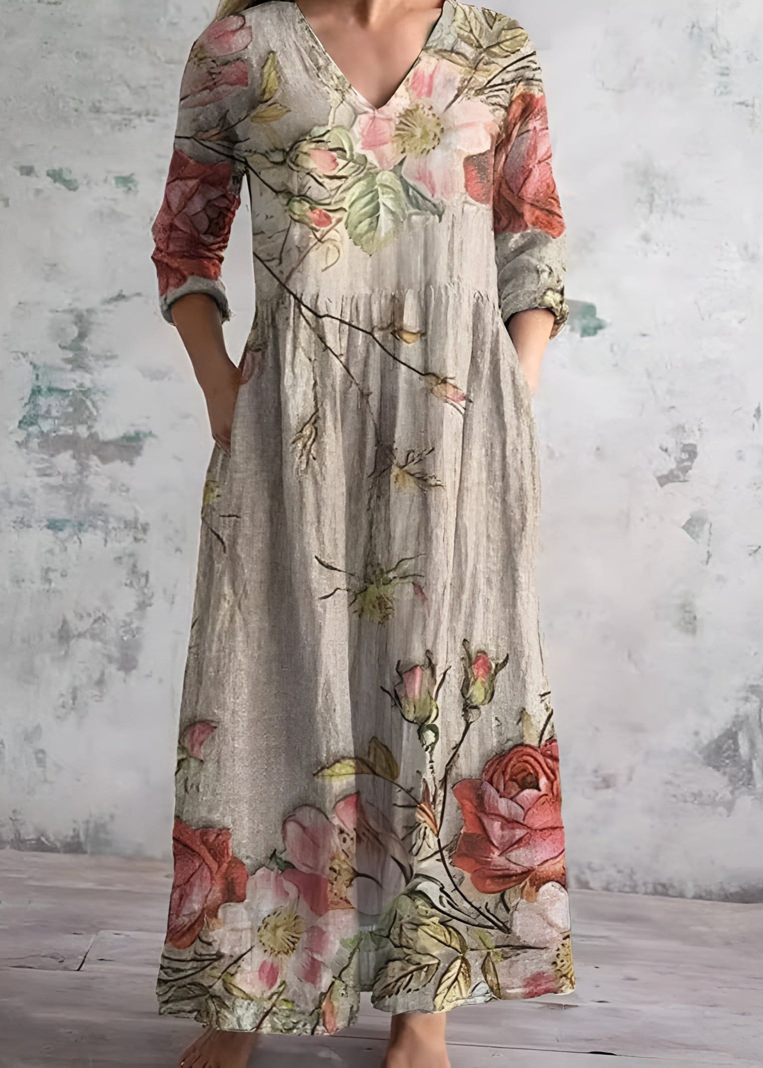Maxi Dress for Women with Floral Print